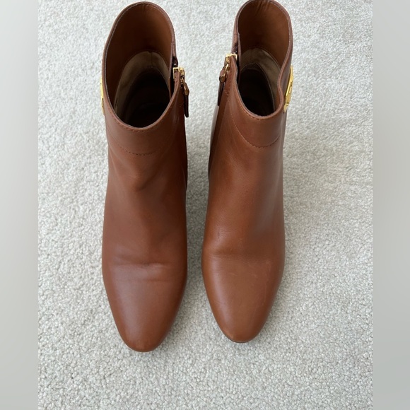 Lauren Ralph Lauren Wynne Polo Tan Leather Burnished Calf Ankle Boots - Picture 5 of 13